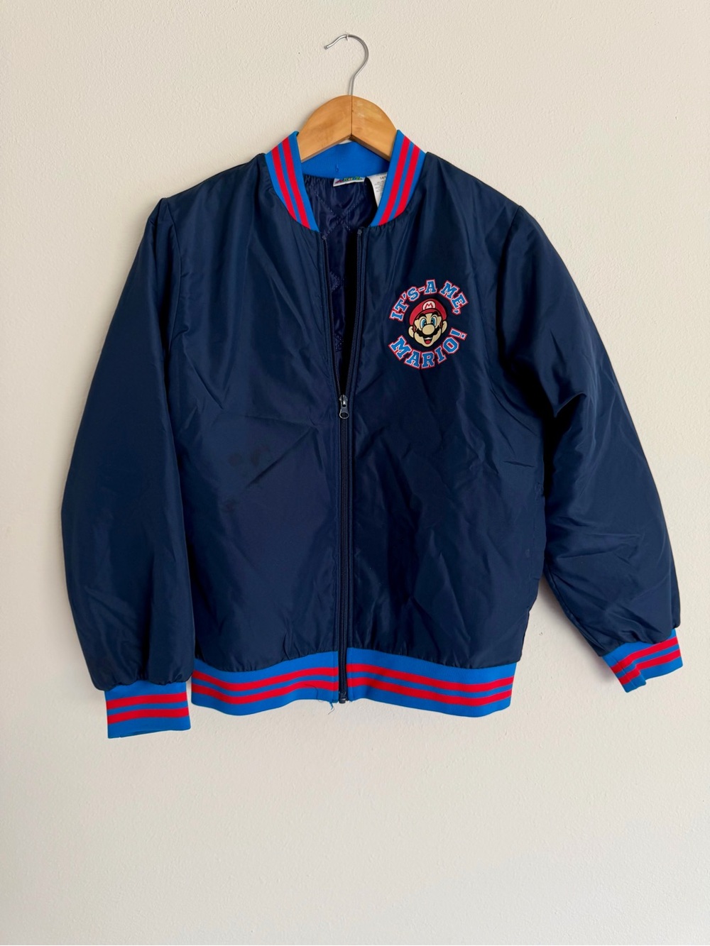 Super Mario Kids Navy Bomber Jacket with Red & Blue Trim
